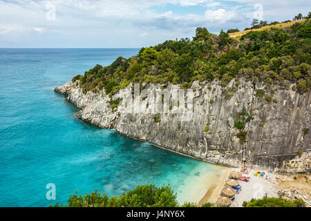 Sources de soufre de la baie avec une plage de Xigia sur l'île de Zante (Grèce) Banque D'Images