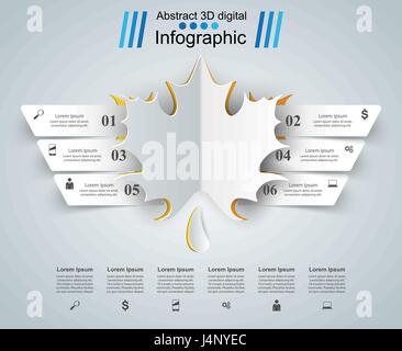 Infographie des feuilles sur un fond gris, Illustration de Vecteur