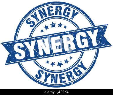 Grunge stamp ruban rond synergie Illustration de Vecteur