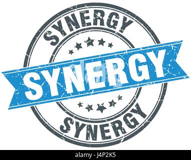 Grunge stamp ruban rond synergie Illustration de Vecteur