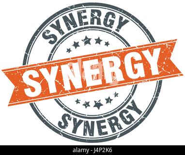 Grunge stamp ruban rond synergie Illustration de Vecteur