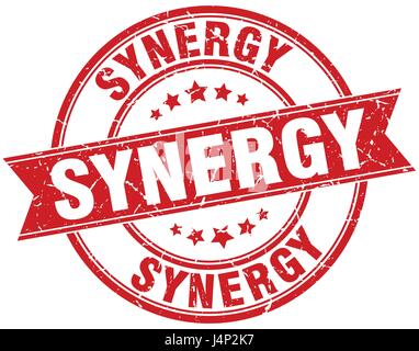 Grunge stamp ruban rond synergie Illustration de Vecteur