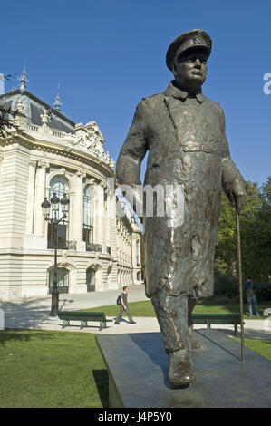 France, Paris, Petit palais, statue de Winston Churchill, Banque D'Images