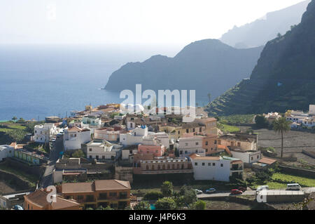 L'Espagne, les Canaries, l'île La Gomera, Agulo, vue locale, de la mer, Banque D'Images