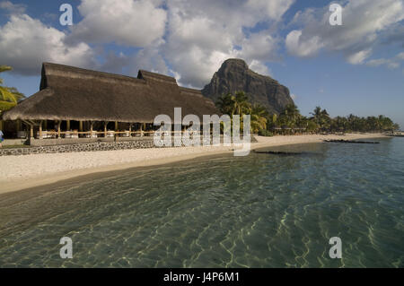 L'Ile Maurice, le Paradis, l'hôtel cinq étoiles, plage, vue sur la mer, la montagne, Le Morne Brabant, Banque D'Images