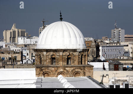 Tunisie, Tunis, Vieille Ville, vue sur la ville, la mosquée Zitouna, Dome, Banque D'Images