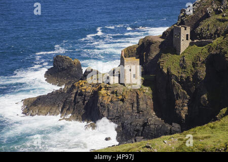 La Grande-Bretagne, l'Angleterre, Cornwall, Botallack mine, littoral, Banque D'Images