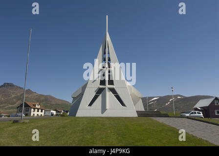 Moderne, l'église, Skagaströnd Vatnsnes, Iceland, Banque D'Images