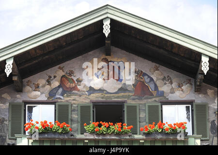 Lüftlmalerei sur une façade de maison à Rottach-Egern Tegernsee, dans le Banque D'Images