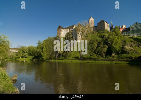 Château, Loket, hill, Tchéquie, flux, Banque D'Images