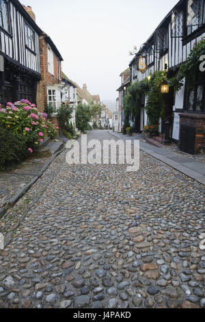 La Grande-Bretagne, l'Angleterre, l'East Sussex, le seigle, le Mermaid Street, pavés, Banque D'Images