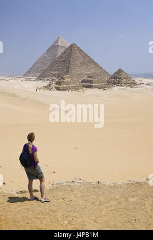Pyramides de Gizeh, Egypte, Caire, touristiques, Banque D'Images