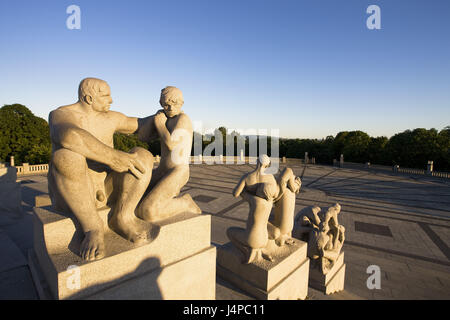 La Norvège, Oslo, Frognerpark Viegland, pièce jointe, sculptures, Banque D'Images