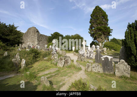 L'Irlande, Leinster, comté de Wicklow, Glendalough, cloître, cimetière, pièce jointe Banque D'Images