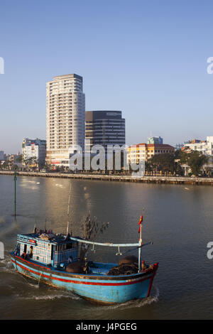 Vietnam, Danang, Skyline et Han Fluss, cutter, Banque D'Images