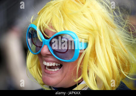 L'ASM Clermont rugby fans avant les finales de la Coupe des Champions à Murrayfield, Edinburgh BT. Banque D'Images