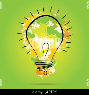 Grande nouvelle idée concept - l'ampoule à part attirer l'aquarelle vecteur éléments. Illustration de Vecteur