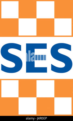 Le logo VICSES représente le service d'urgence de l'État du Victoria en Australie. Le logo symbolise l'engagement de l'organisme à l'égard des interventions d'urgence et de la sécurité communautaire dans l'État de Victoria. Banque D'Images