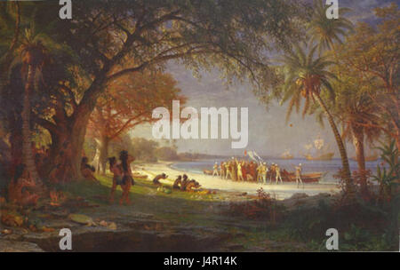 Le débarquement de Colomb à San Salvador 1893 par Albert Bierstadt Banque D'Images