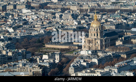 Vue aérienne de l'Hôtel des Invalides à Paris, France Banque D'Images