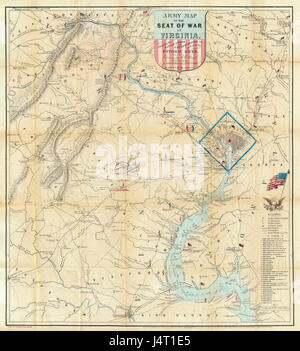 Virginie Civil War Battle Map 1862 Banque D'Images