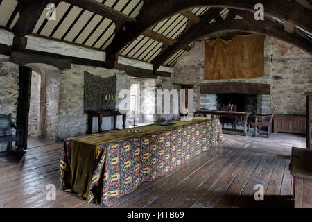 Château gwydyr, llanwrst, au nord du Pays de Galles, UK avec Peter propriétaires welford & Judy Corbett et montre la salle à manger lambrissée achetée par William Randolph Hearst Banque D'Images