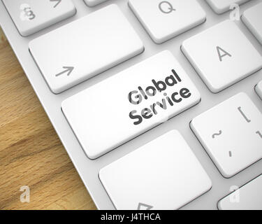 Global Service - Texte sur le clavier blanc. 3D. Banque D'Images