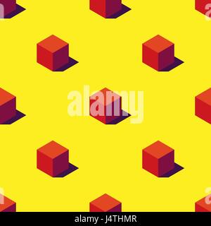 Une structure de cubes orange sur fond jaune. Concept design rétro. Masque de découpe utilisé ! Illustration de Vecteur