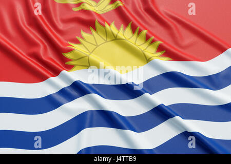 Drapeau Kiribati. Tissu texture ondulée très détaillés. Illustration 3D Rendering Banque D'Images