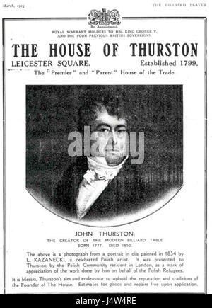 Thurston Billard Portrait de John Thurston Royal comme titulaire Banque D'Images