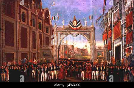 Trigarante est un terme se référant à l'armée mexicaine des trois garanties, formée pendant la guerre d'indépendance mexicaine. Cette armée, créée en 1821, a contribué à solidifier l'indépendance de Mexicoâ™vis-à-vis de l'Espagne, et son symbole est un élément important de l'histoire mexicaine. Banque D'Images