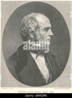 William Cullen Bryant était un poète, journaliste et éditeur américain connu pour ses poèmes reflétant la nature et la moralité. Ce portrait de 1850 capture sa ressemblance, coïncidant avec sa période influente dans la littérature américaine. Banque D'Images