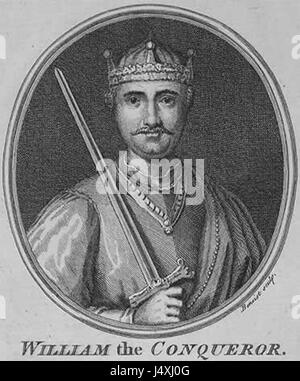 Guillaume le Conquérant, également connu sous le nom de Guillaume Ier d'Angleterre, fut le premier roi normand d'Angleterre, régnant de 1066 jusqu'à sa mort en 1087. Il a conquis l'Angleterre lors de la bataille de Hastings, établissant la domination normande sur les Anglo-Saxons. Banque D'Images