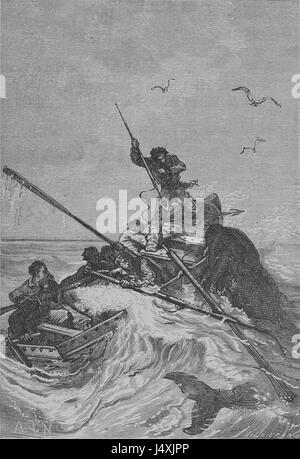 Ce titre fait référence à un document historique ou à une illustration probablement liée à l'œuvre française vingt mille lieues sous les mers, peut-être une première version ou une illustration originale du roman de Jules Verne. Banque D'Images