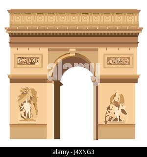 Colorful Triumphal Arch in Paris vector Illustration sur fond blanc Illustration de Vecteur