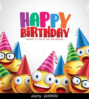 Smiley joyeux anniversaire carte de souhaits colorful vector background en blanc avec espace pour texte et message. Vector illustration. Illustration de Vecteur