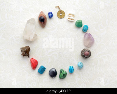 Composition des objets ésotériques, utilisés pour la guérison et la divination Banque D'Images