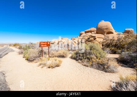 Skull Rock dans le parc national Joshua Tree, California, USA Banque D'Images