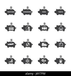 Tirelire icon set. L'économie d'argent Illustration de Vecteur