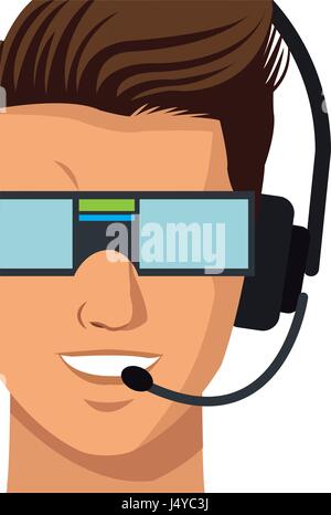 Un homme portant un casque lunettes de réalité virtuelle Illustration de Vecteur