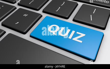 Inscrivez-quiz sur le bouton clavier de l'ordinateur 3d illustration. Banque D'Images