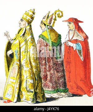 Les chiffres ci-dessus représentent les Italiens autour de 1500 A.D. Ils sont de gauche à droite : le Pape Alexandre VI, évêque, cardinal. L'illustration dates à 1882. Banque D'Images