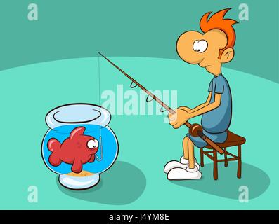 Fou prend un poisson chambre. Illustration de Vecteur
