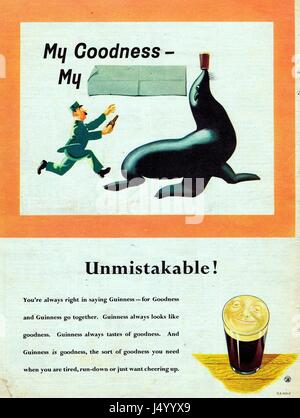 Publicité Guinness c1950s. Banque D'Images