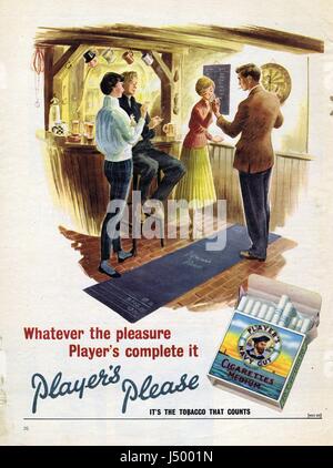 Publicité des cigarettes Player's c1950s. Banque D'Images