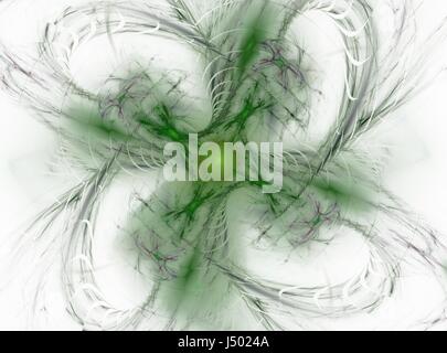 Rendu 3D avec contraste vert fractale fleur abstrait Banque D'Images