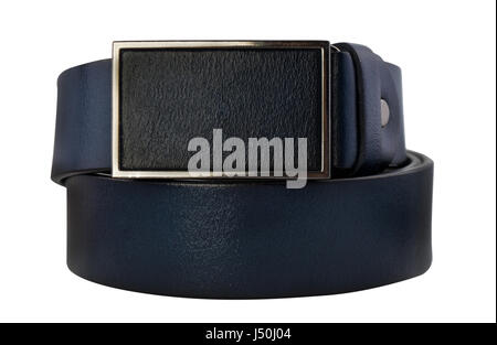 Les hommes en cuir Ceinture avec boucle isolated on white Banque D'Images