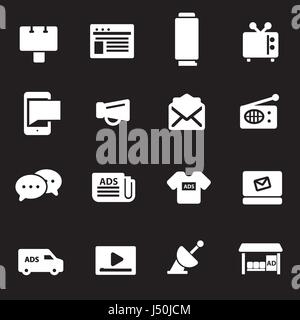 Vector icons set publicitaire blanc sur fond noir Illustration de Vecteur