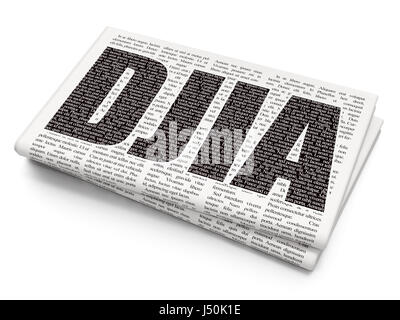 Concept Les indices boursiers : DJIA sur fond de journal Banque D'Images