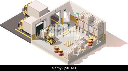 Entrepôt poly faible isométrique vectoriel Illustration de Vecteur
